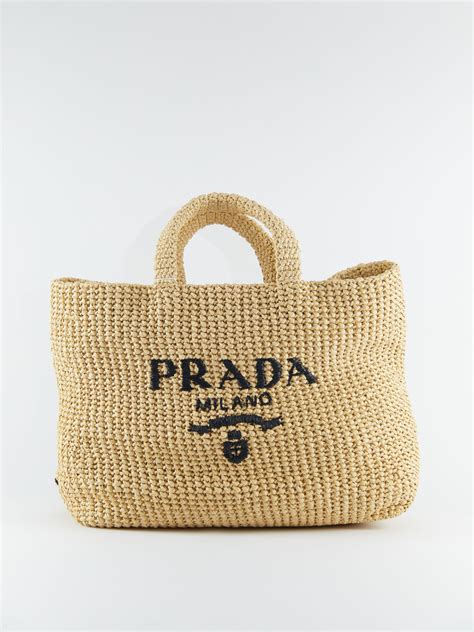 prada large raffia tote bag|prada nylon zip tote.